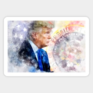 Donald Trump with Seal of the President and American flag Magnet